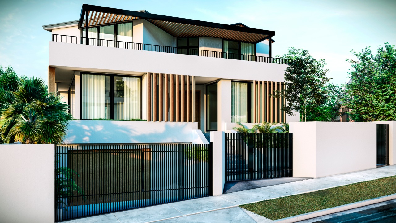 Beautiful bunglow with a fence and trees