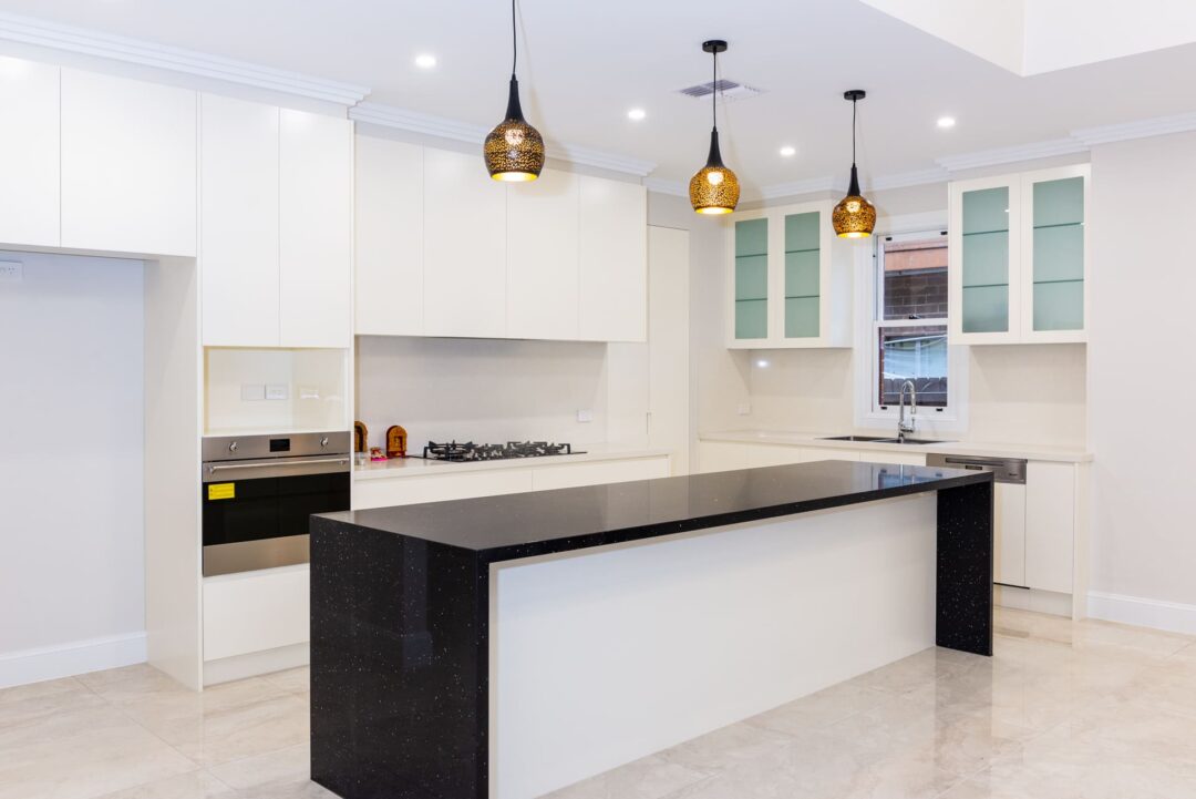 New home modern white kitchen with cabinet